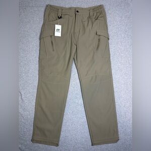 Flexcamo Pants Mens 2XL-30 Khaki Tactical Series Cargo Zip Pockets Elastic Waist